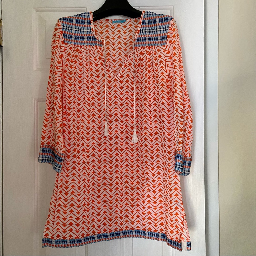 J. McLaughlin Lightweight Printed Tunic with Tassels